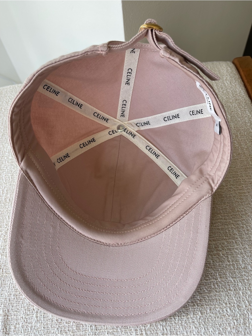 Celine Triomphe Baseball Cap/Hat Washed Cotton Blush M Authentic - Picture 6 of 8